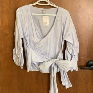 Blue and white striped dress blouse